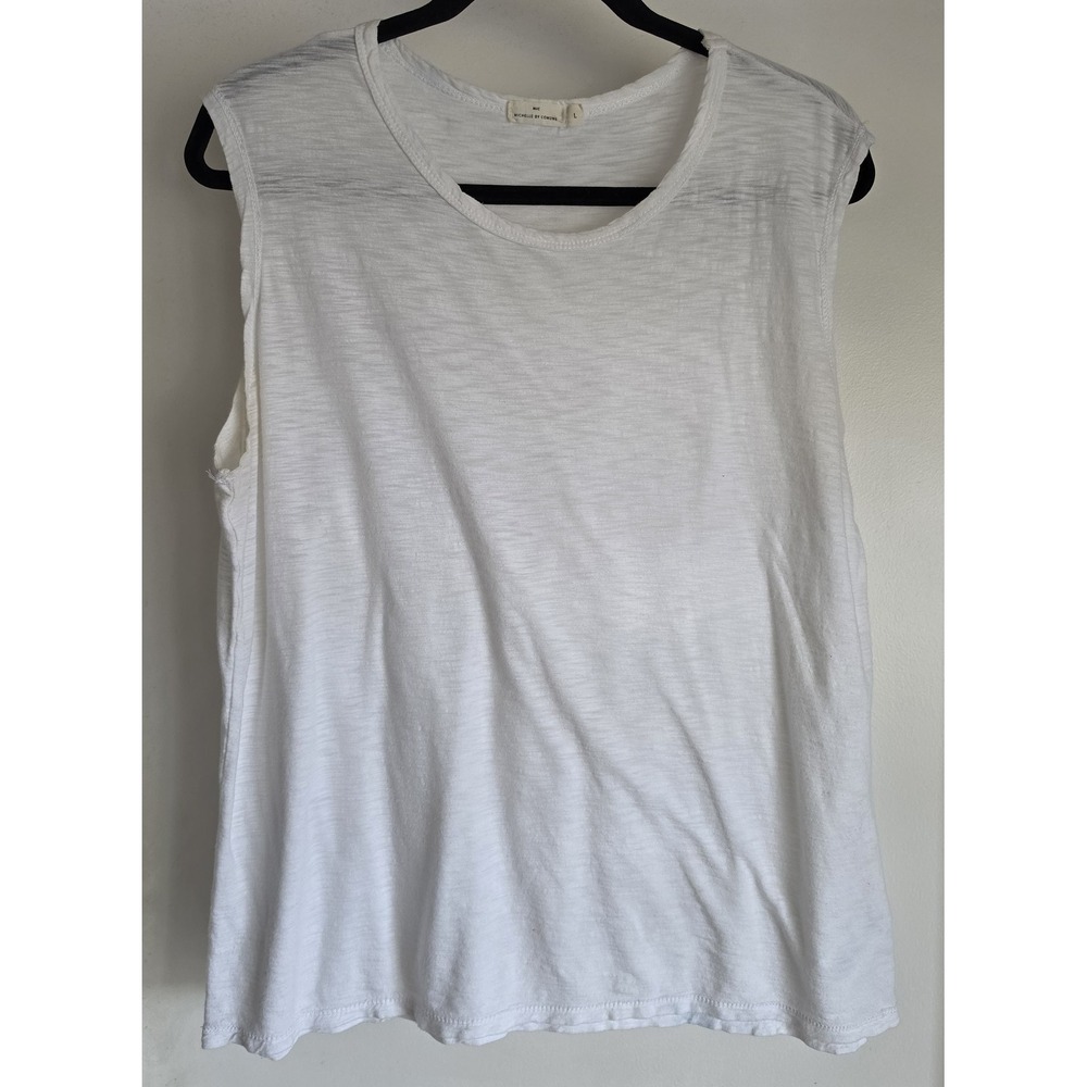 Michelle by Comune Tank Top Women L White Solid Sleeveless Blouse Shirt